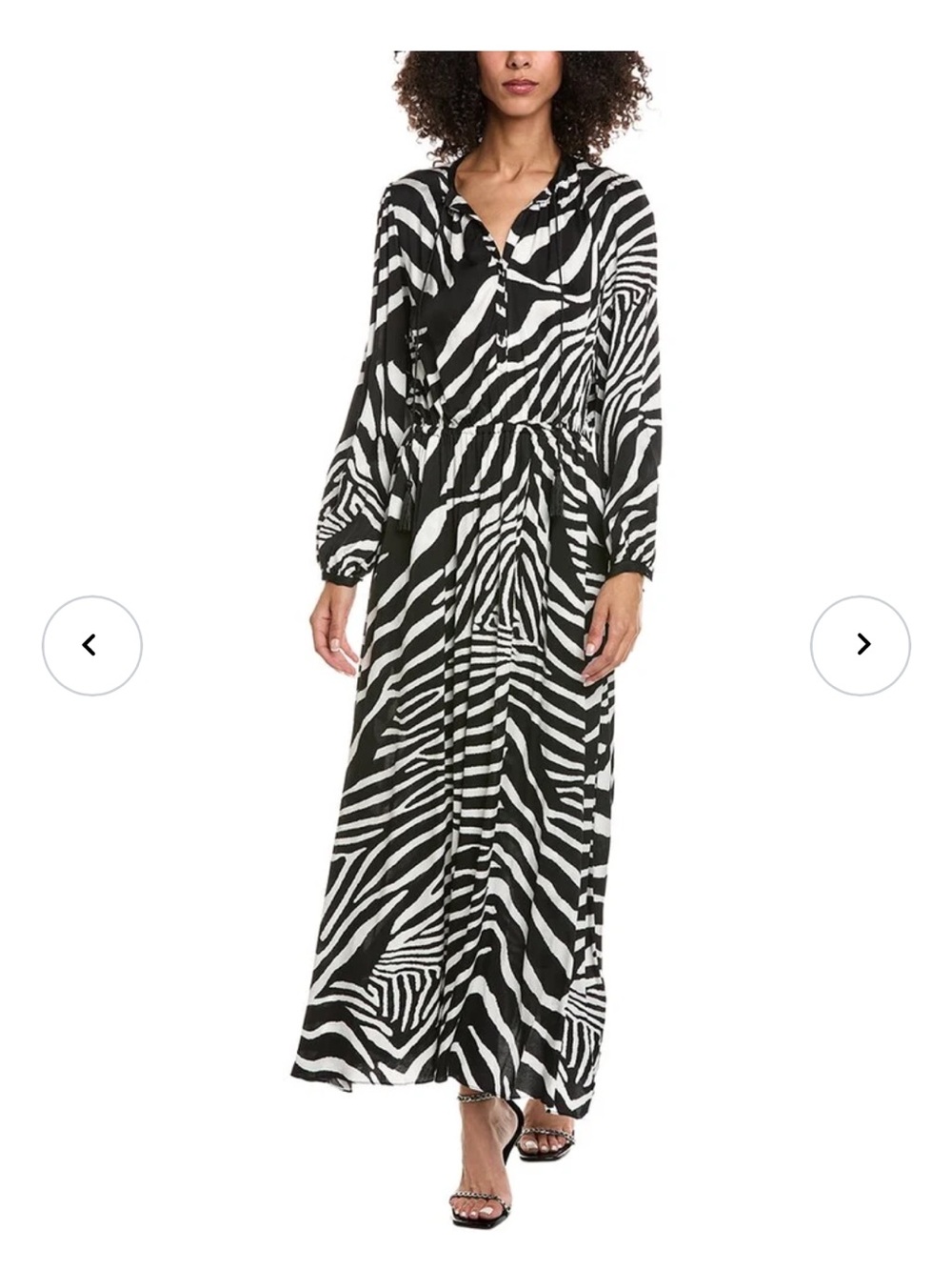 The Kooples Black & White Zebra Print Maxi Dress - Elegant Women's Dress L
